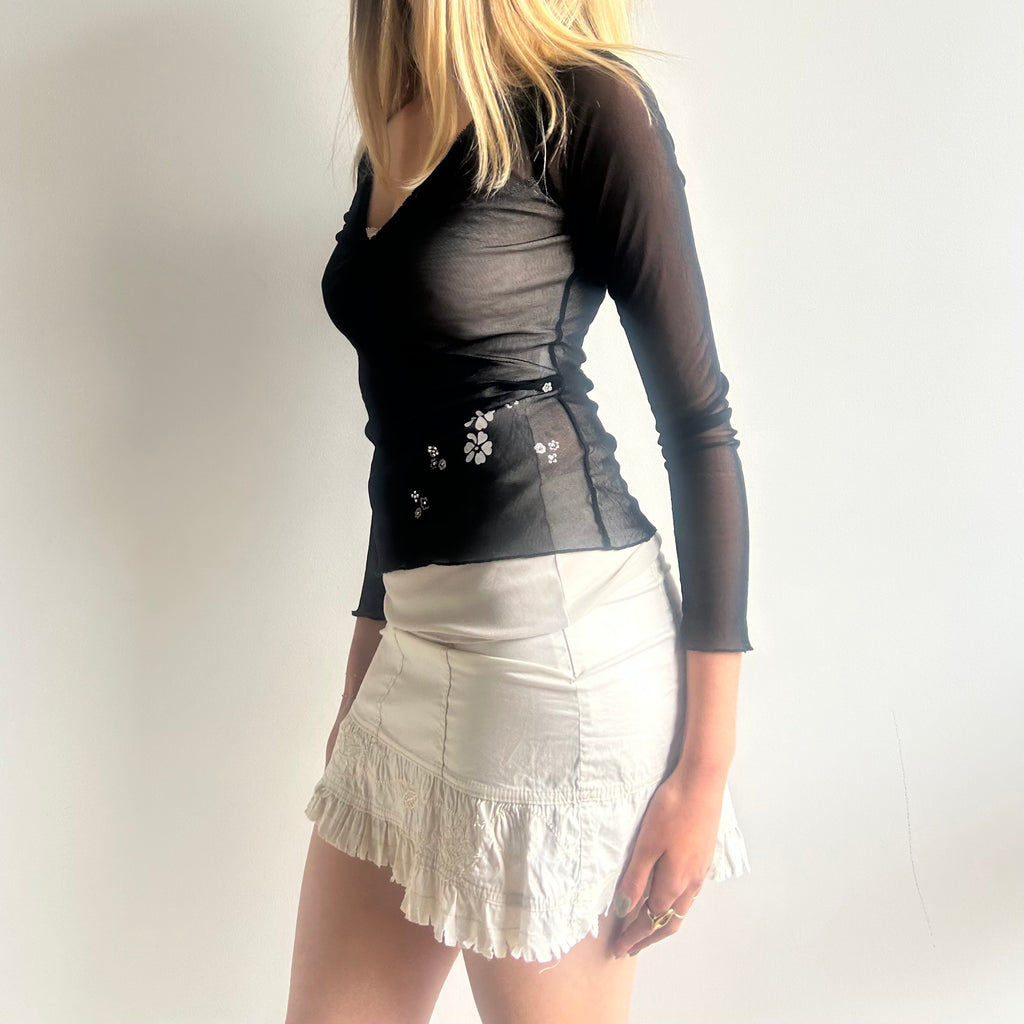Made in Italy mesh long sleeve layered top S/M