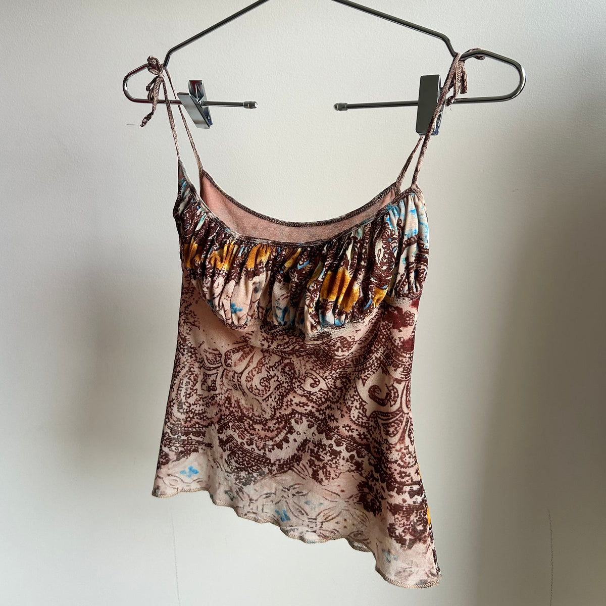 Brown paisley cami with tie up straps XS/S