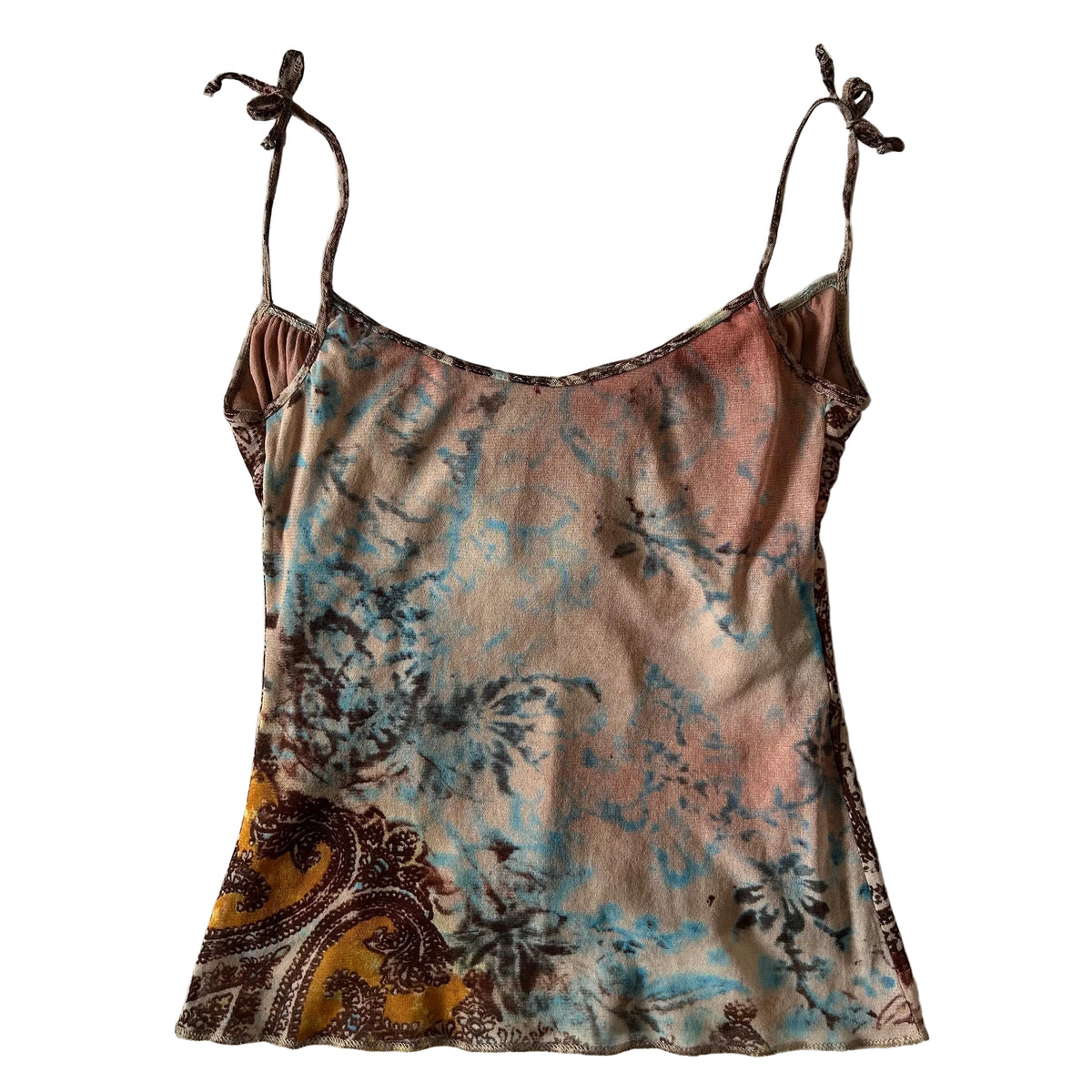 Brown paisley cami with tie up straps XS/S