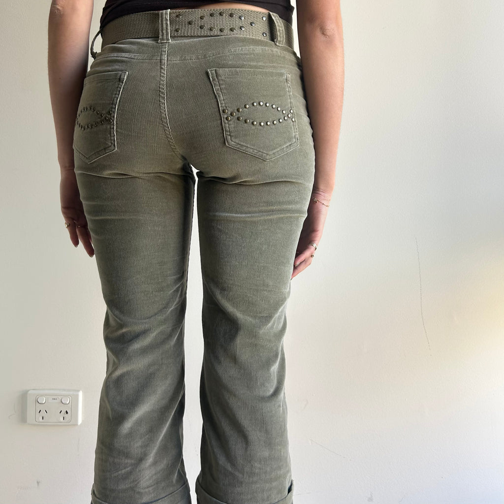 Corduroy green pants S