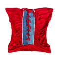 Red strapless top with lace up front: M-L