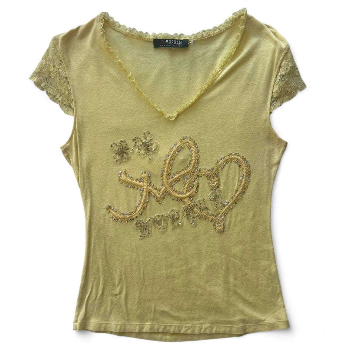 Morgan De Toi yellow sequin top