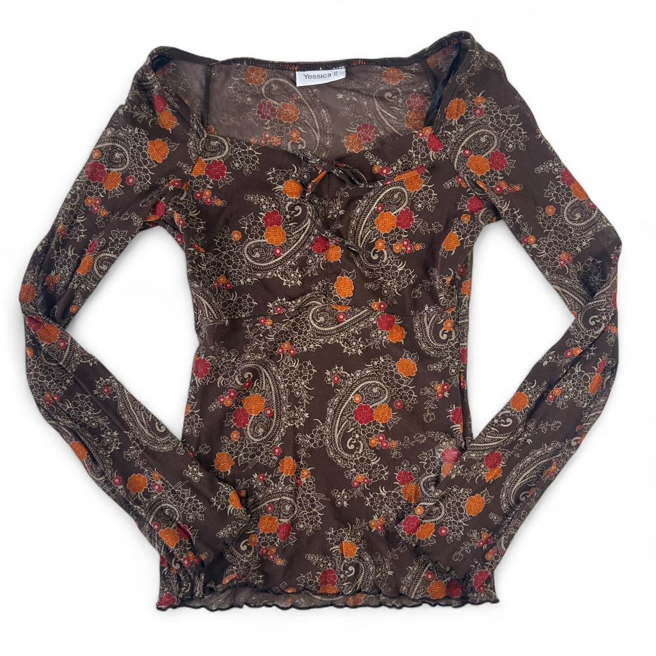 Floral mesh long sleeve: XS-small