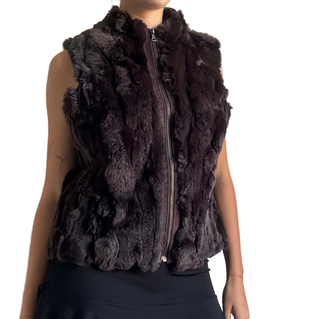 Rabbit fur vest- L