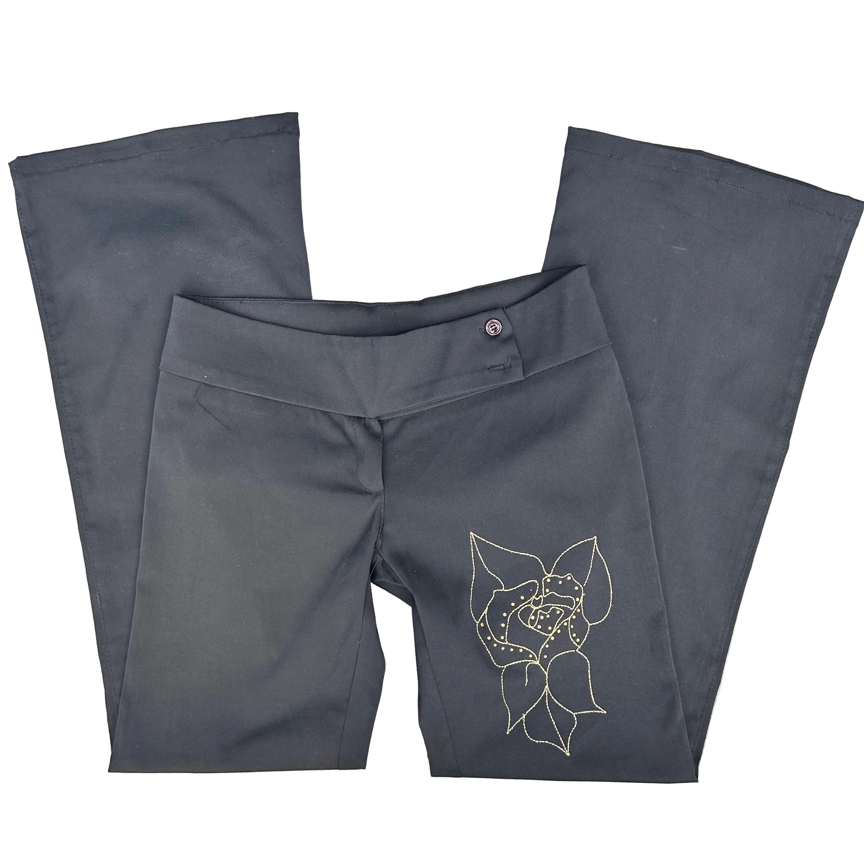 Black trousers with flower detail