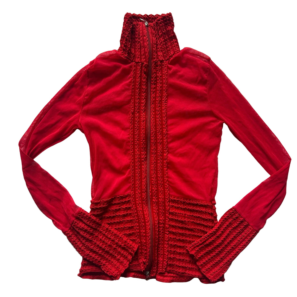 Red mesh long sleeve- xs/small