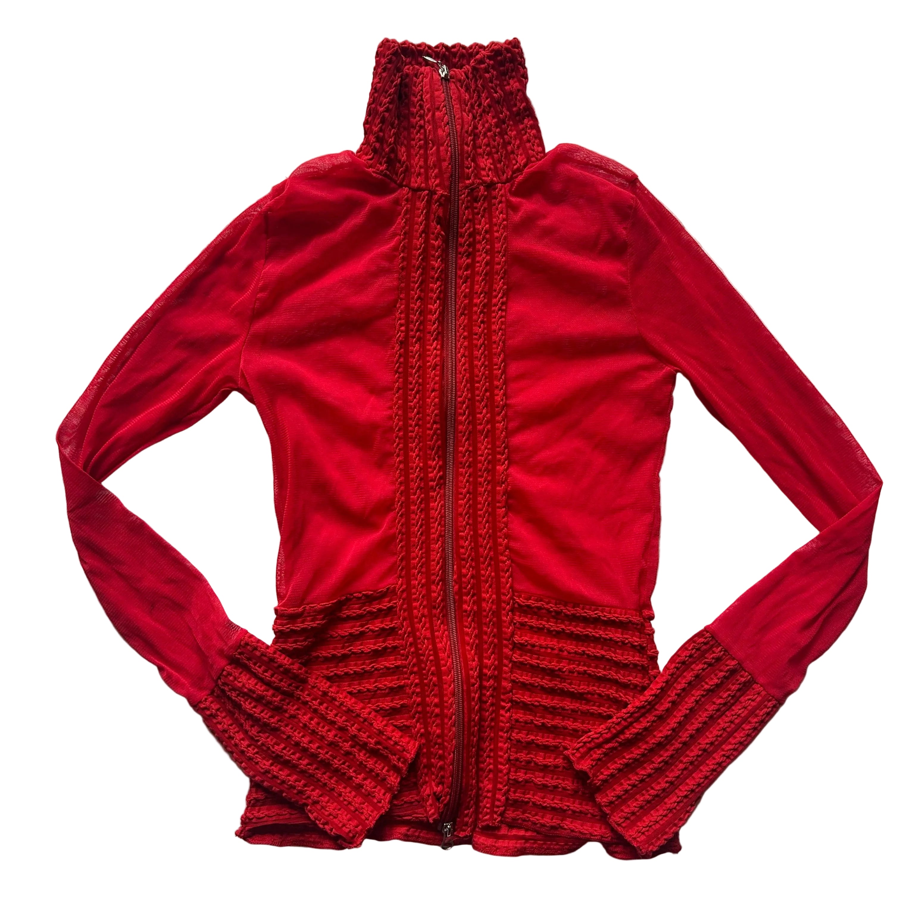 Red mesh long sleeve- xs/small
