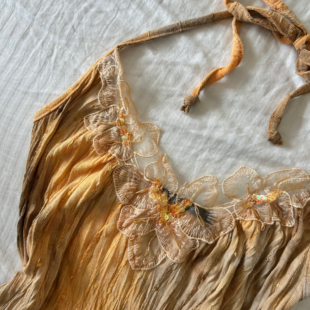 Orange halter tie up cami M/L