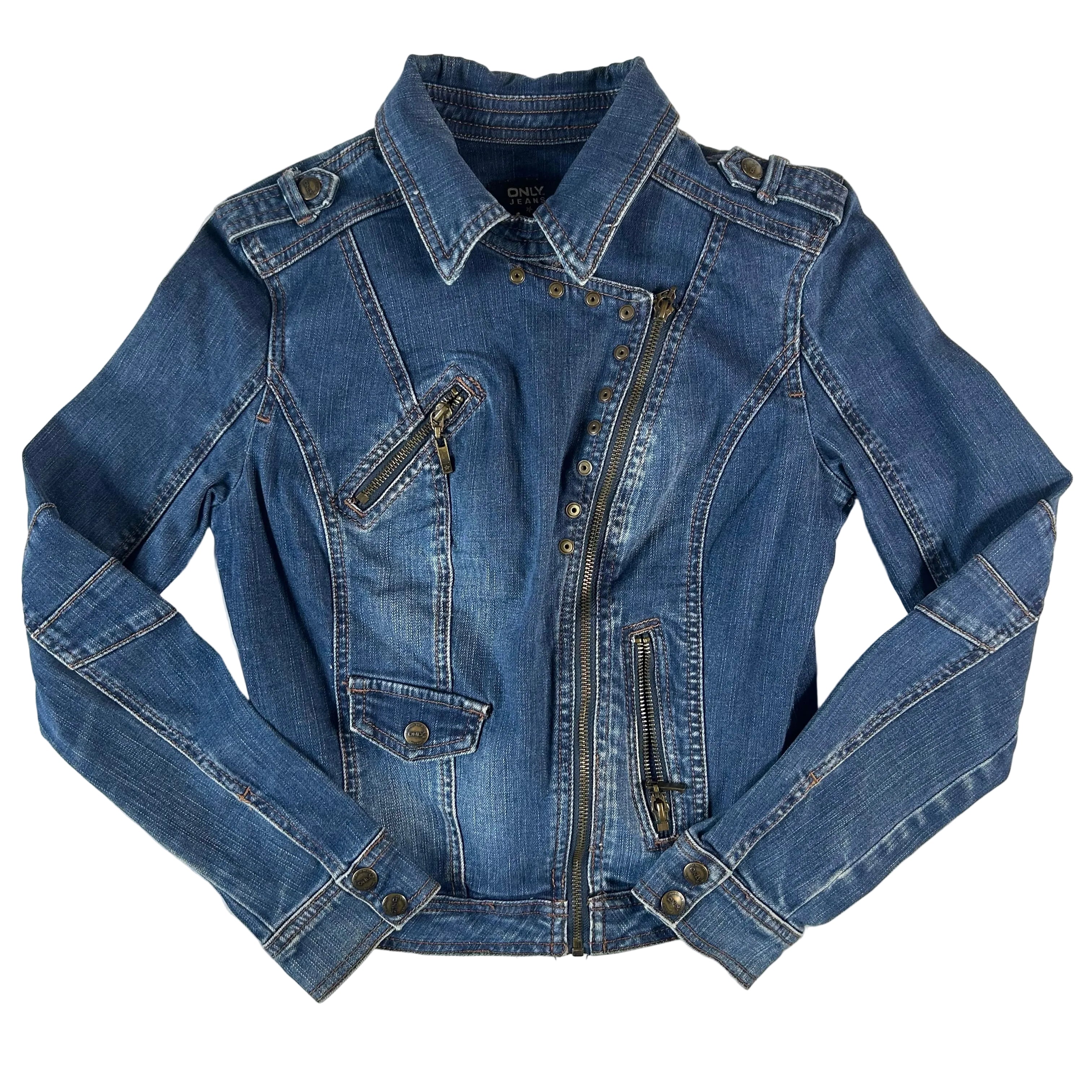 ONLY denim zip up jacket: XXS-XS