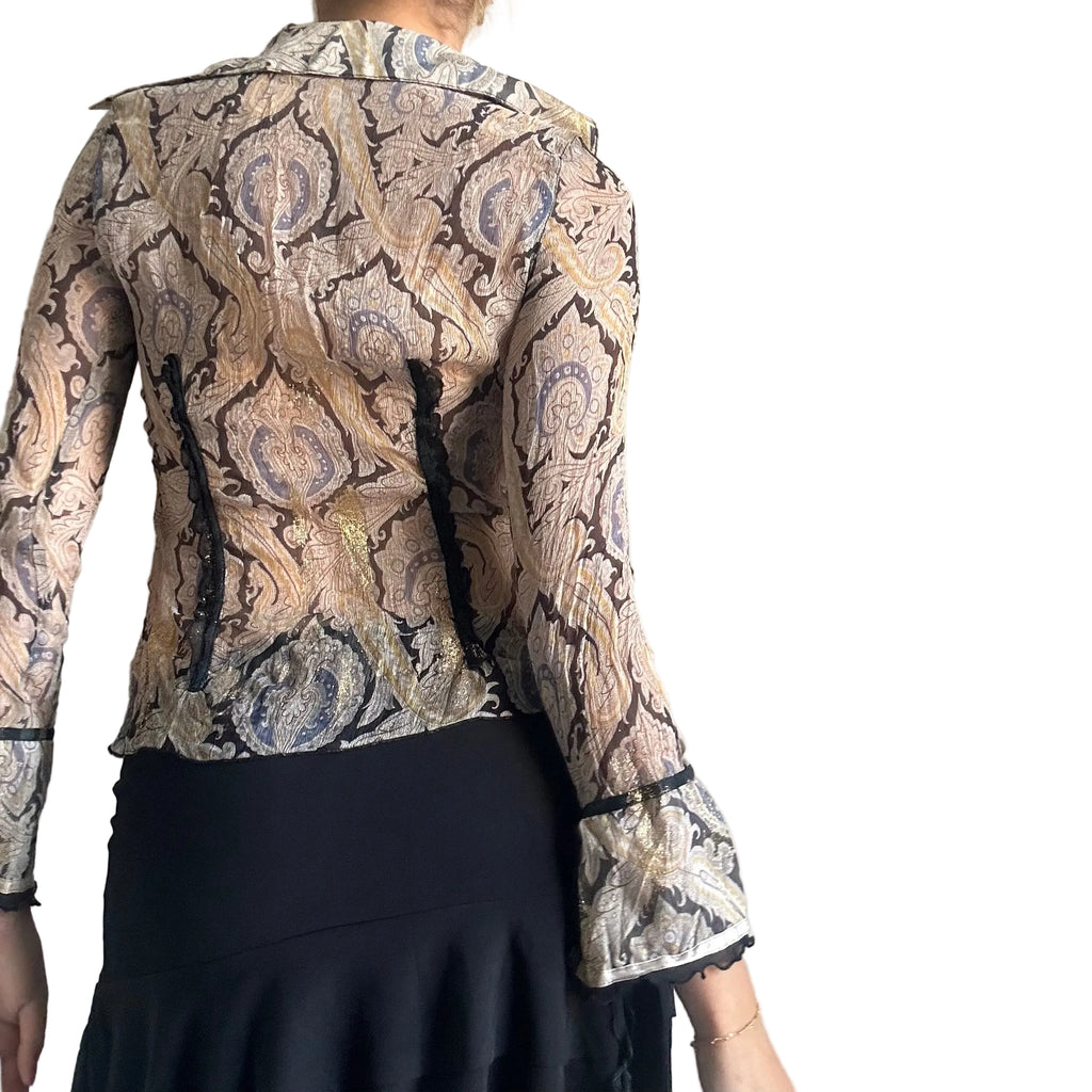 Gorgeous tie up sheer shirt- M