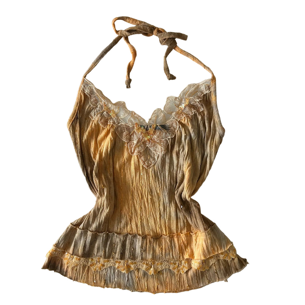 Orange halter tie up cami M/L