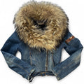 Insane denim fur jacket from Italy: S