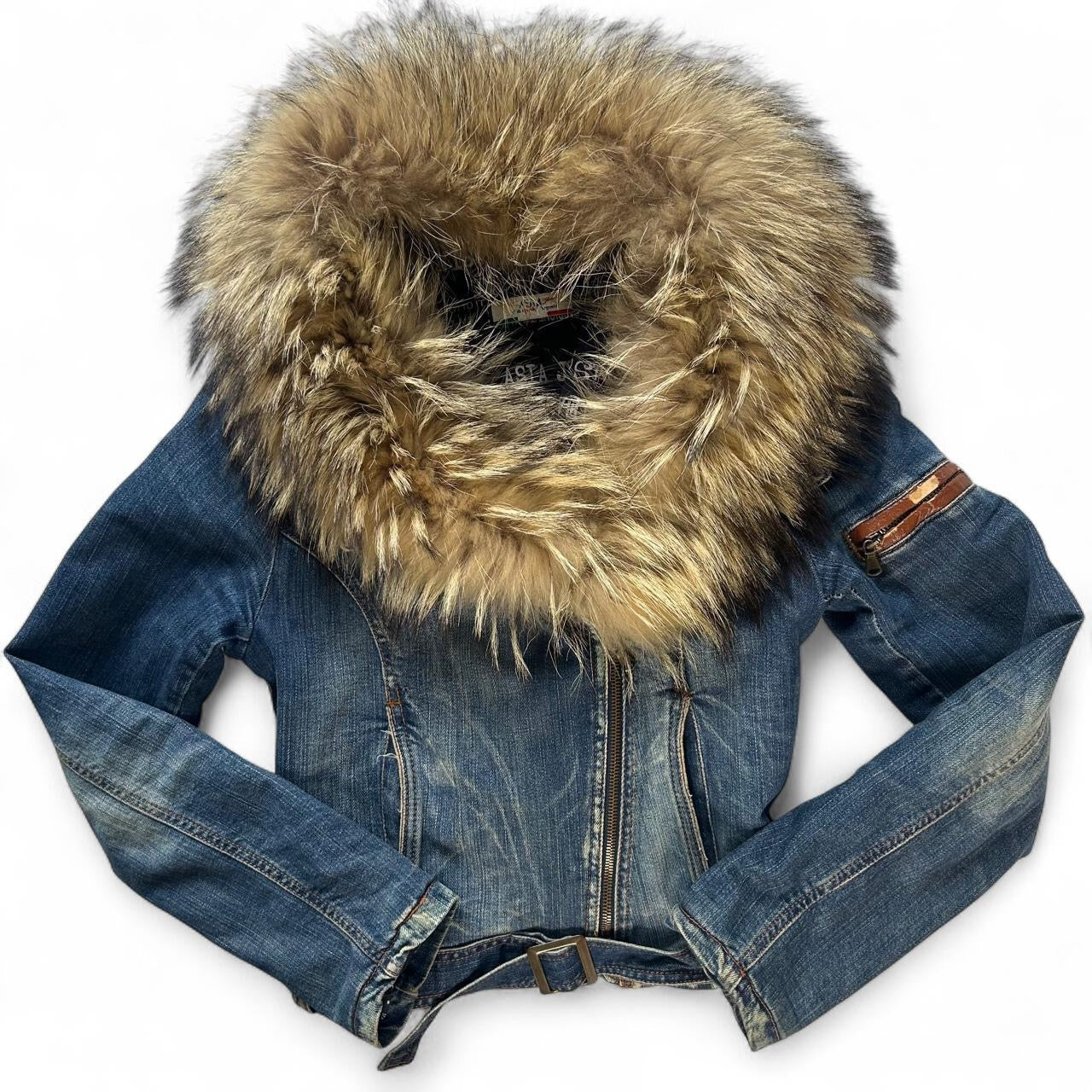 Insane denim fur jacket from Italy: S