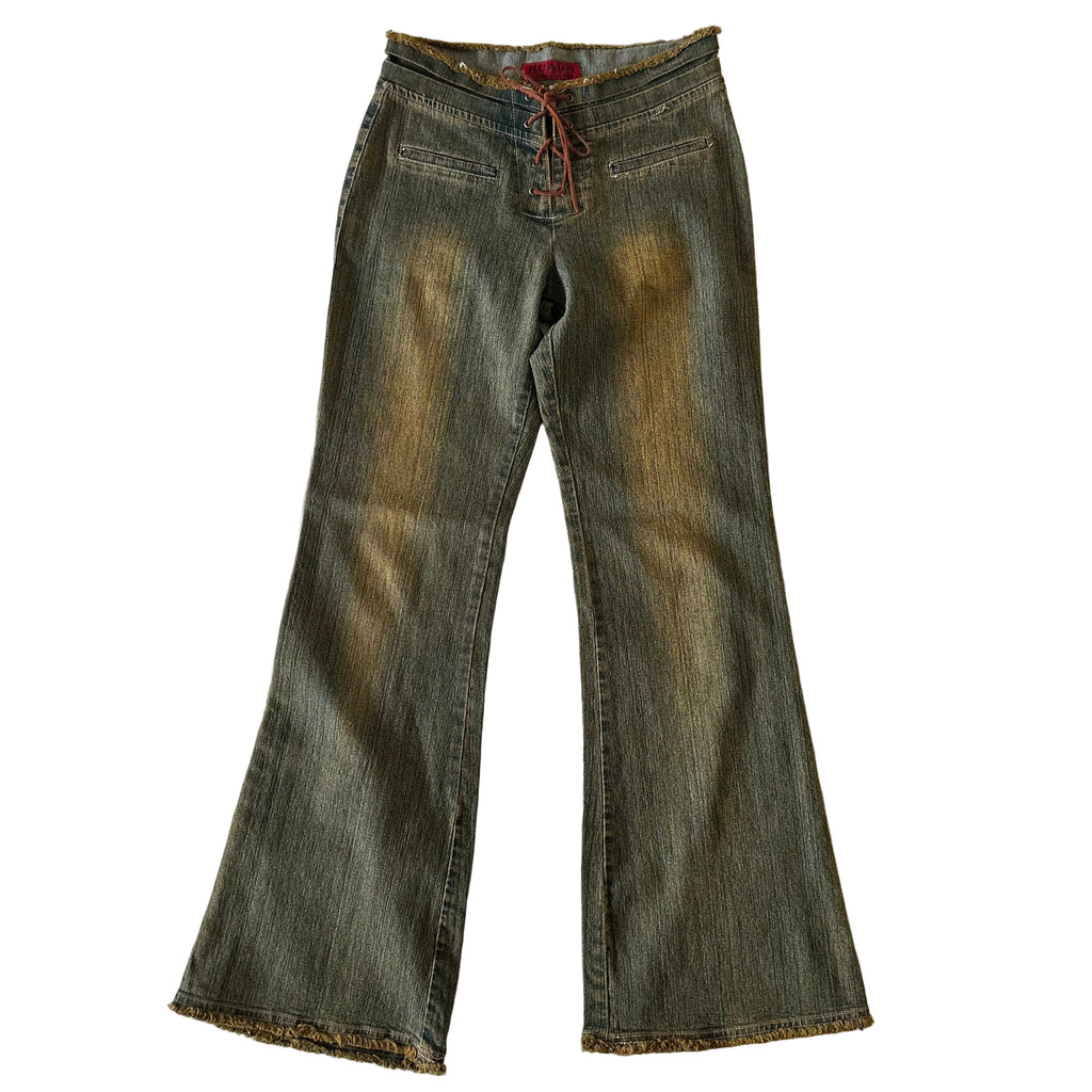 Flared jeans tie up front S