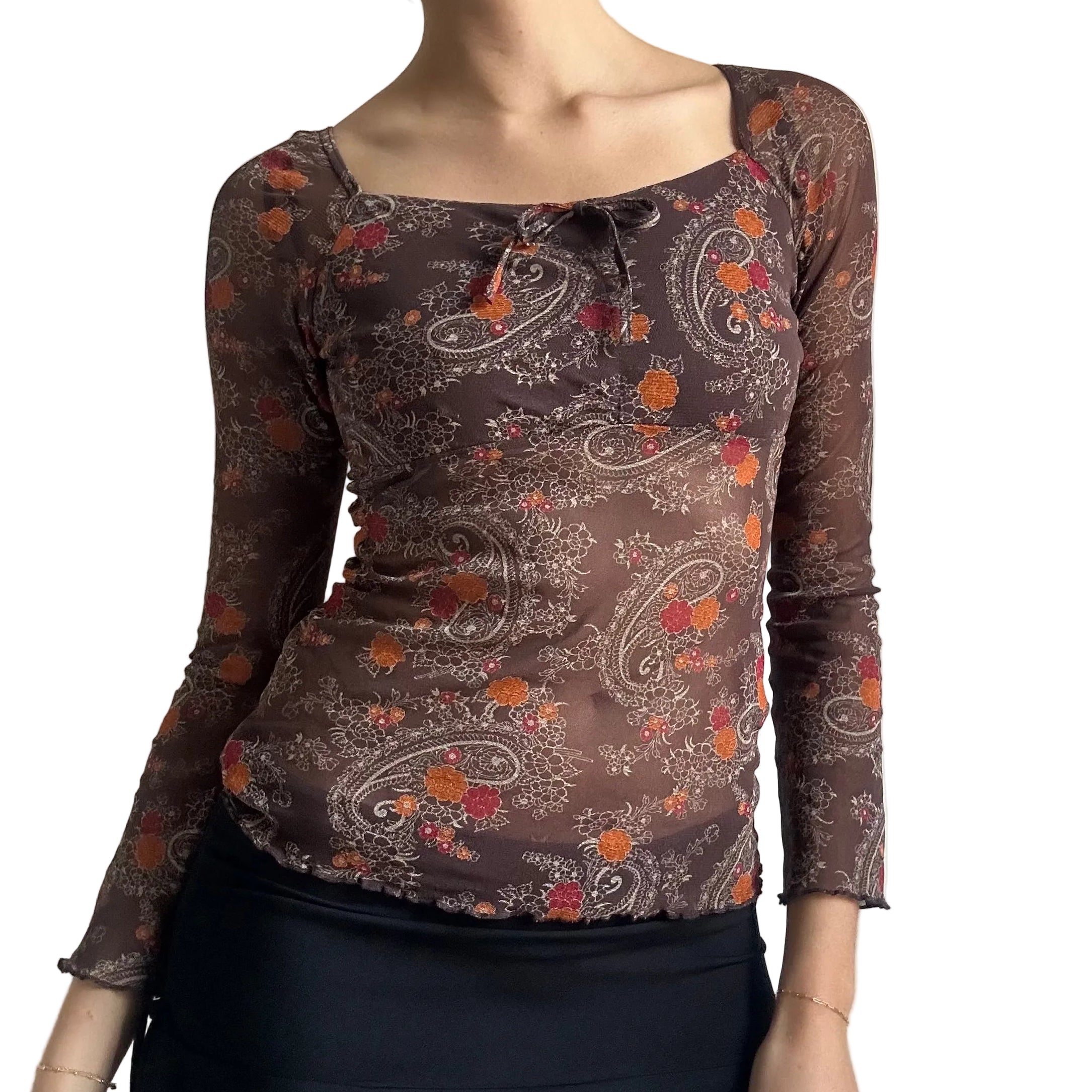 Floral mesh long sleeve: XS-small