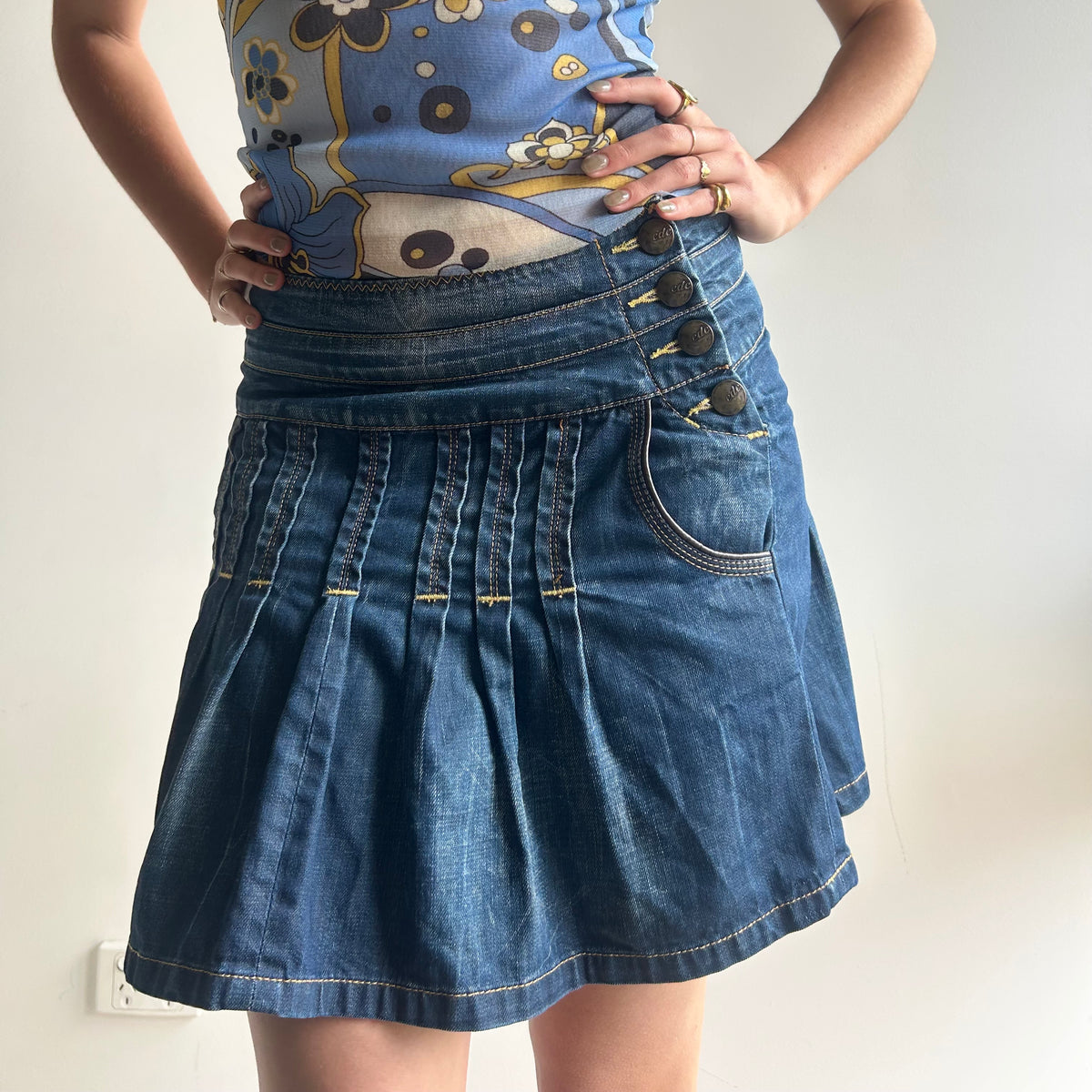 EDC denim pleated skirt XS/S