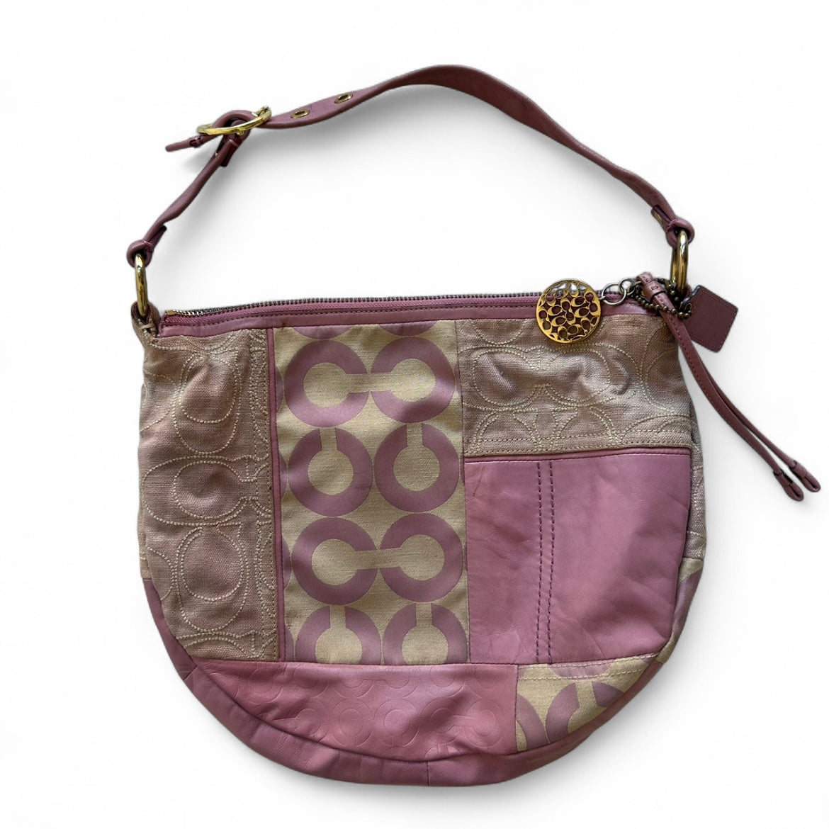 Coach pink patchwork hobo bag