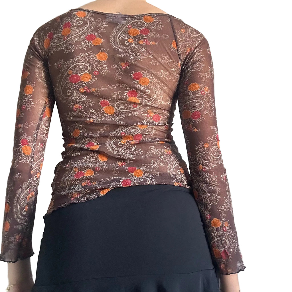 Floral mesh long sleeve: XS-small