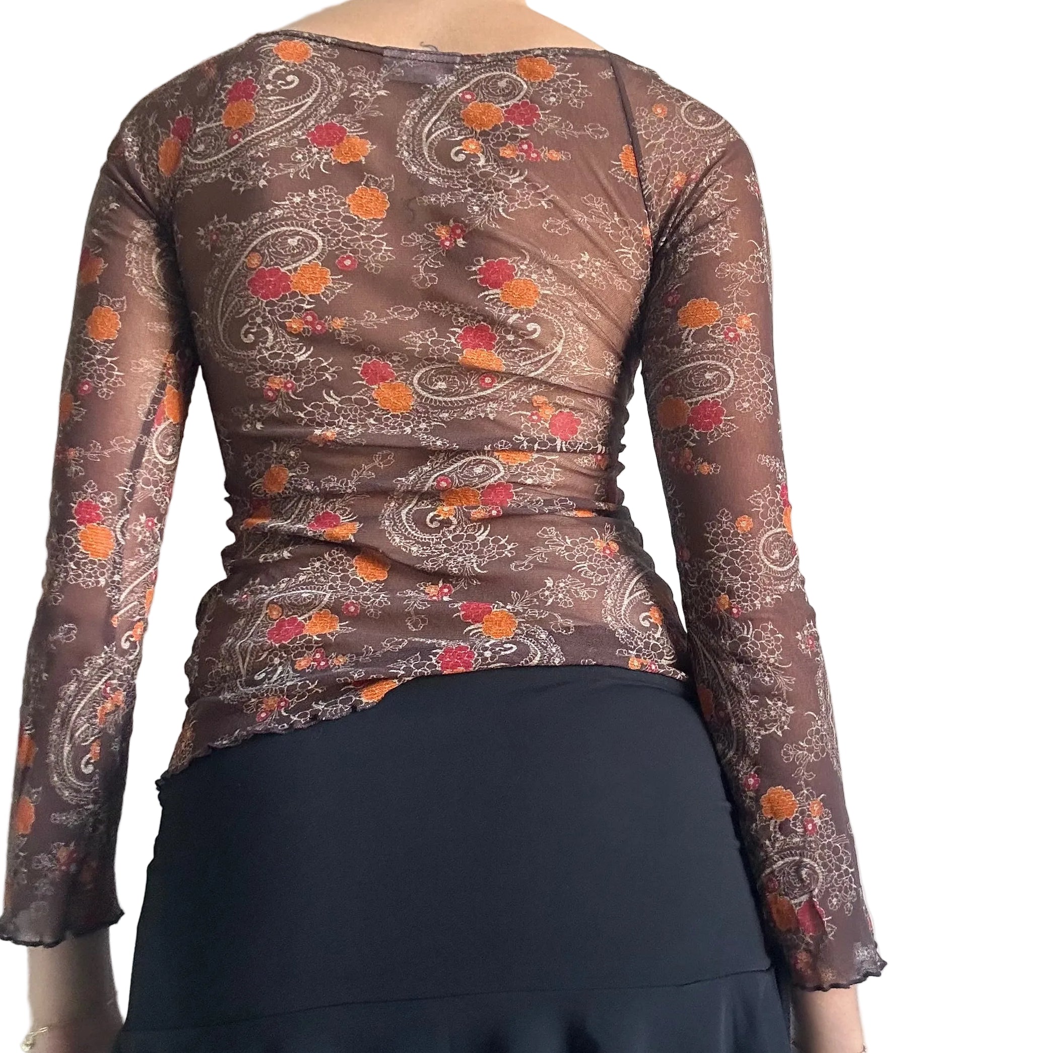 Floral mesh long sleeve: XS-small
