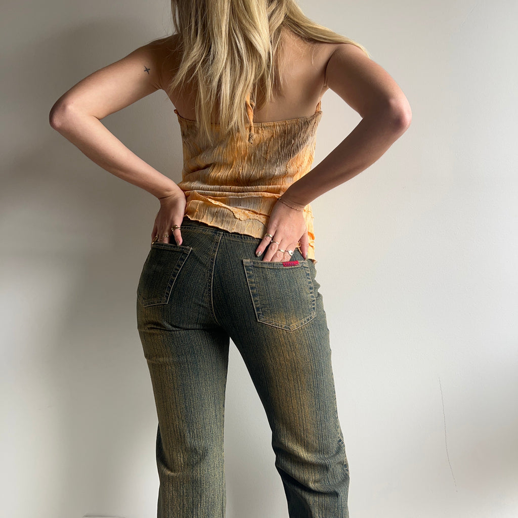 Flared jeans tie up front S