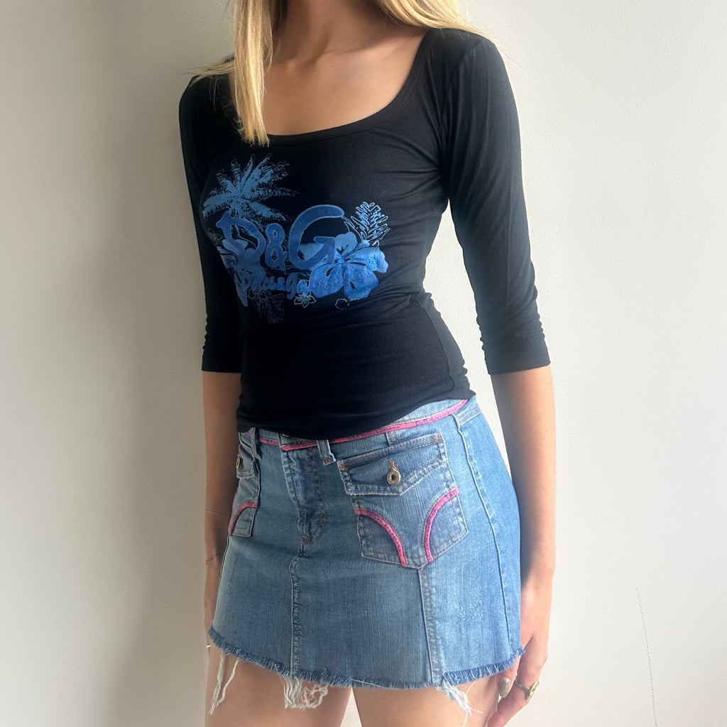 D&G graphic 3/4 sleeve top S/M