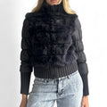 Reversible rabbit fur puffer jacket- small