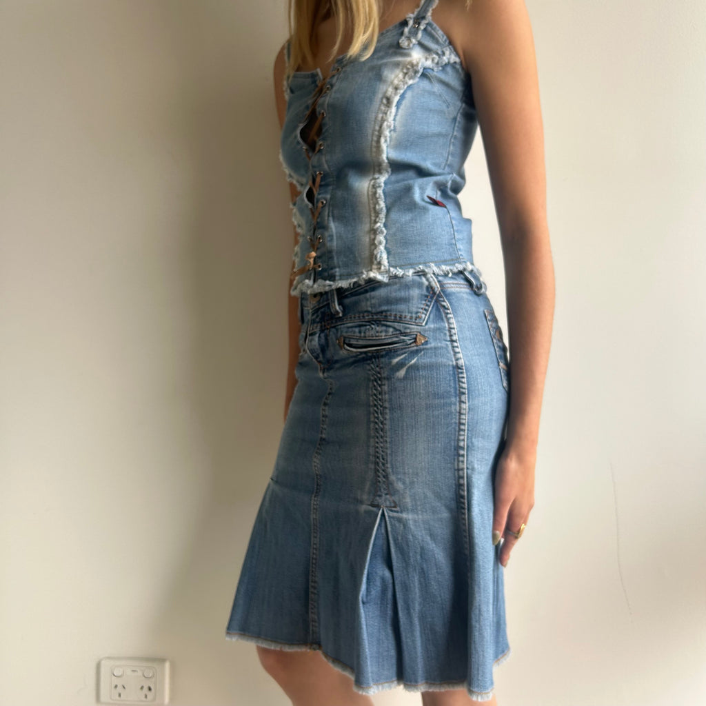 Urban jeans denim midi skirt S