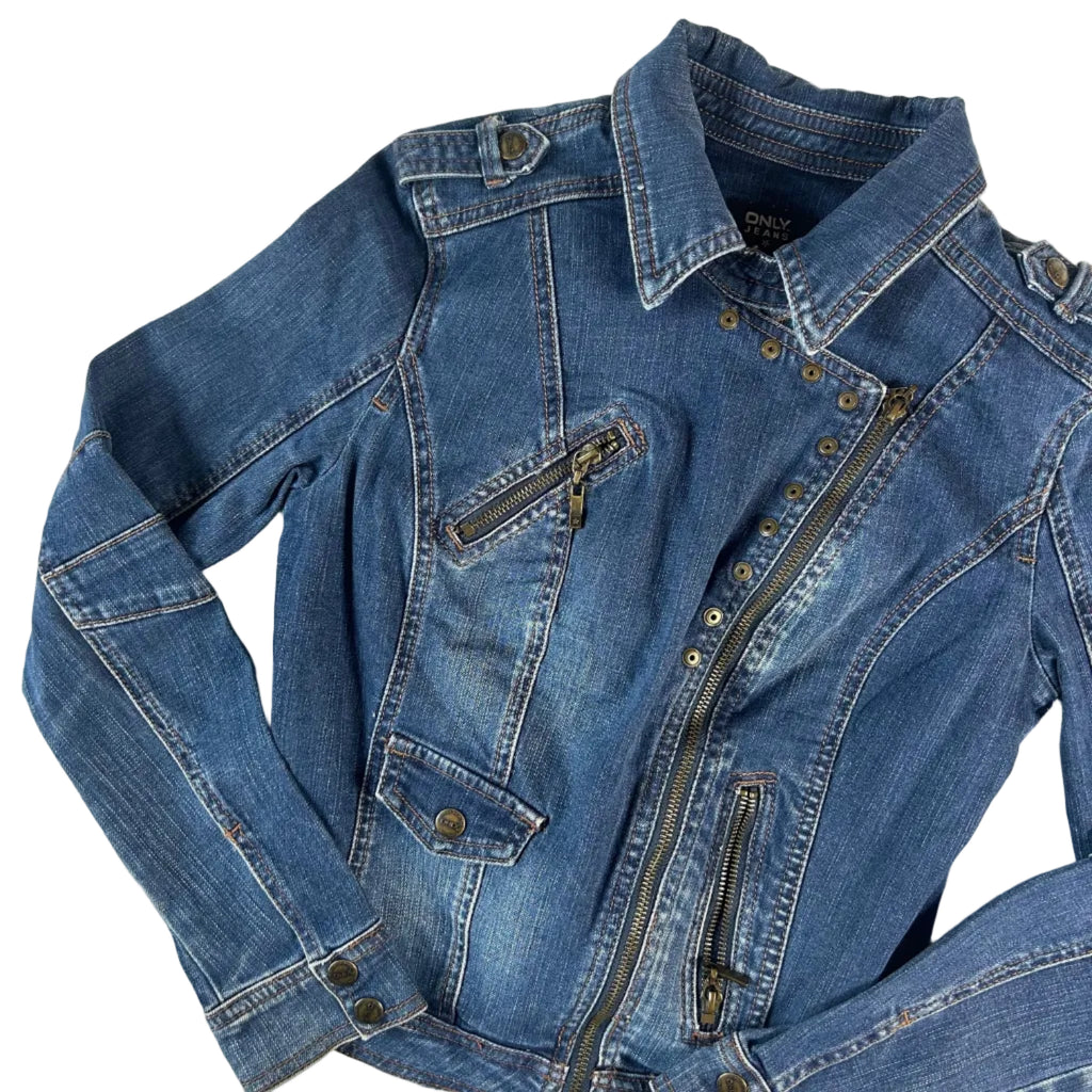 ONLY denim zip up jacket: XXS-XS