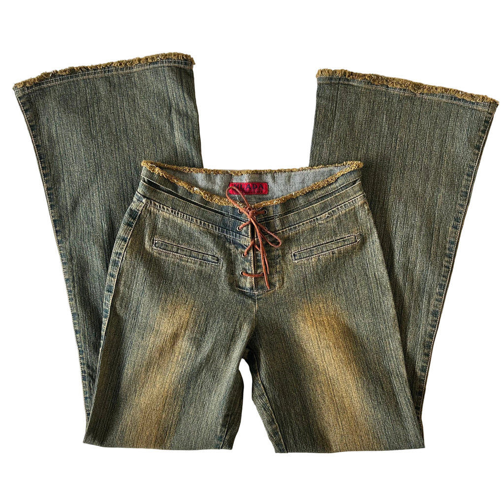 Flared jeans tie up front S