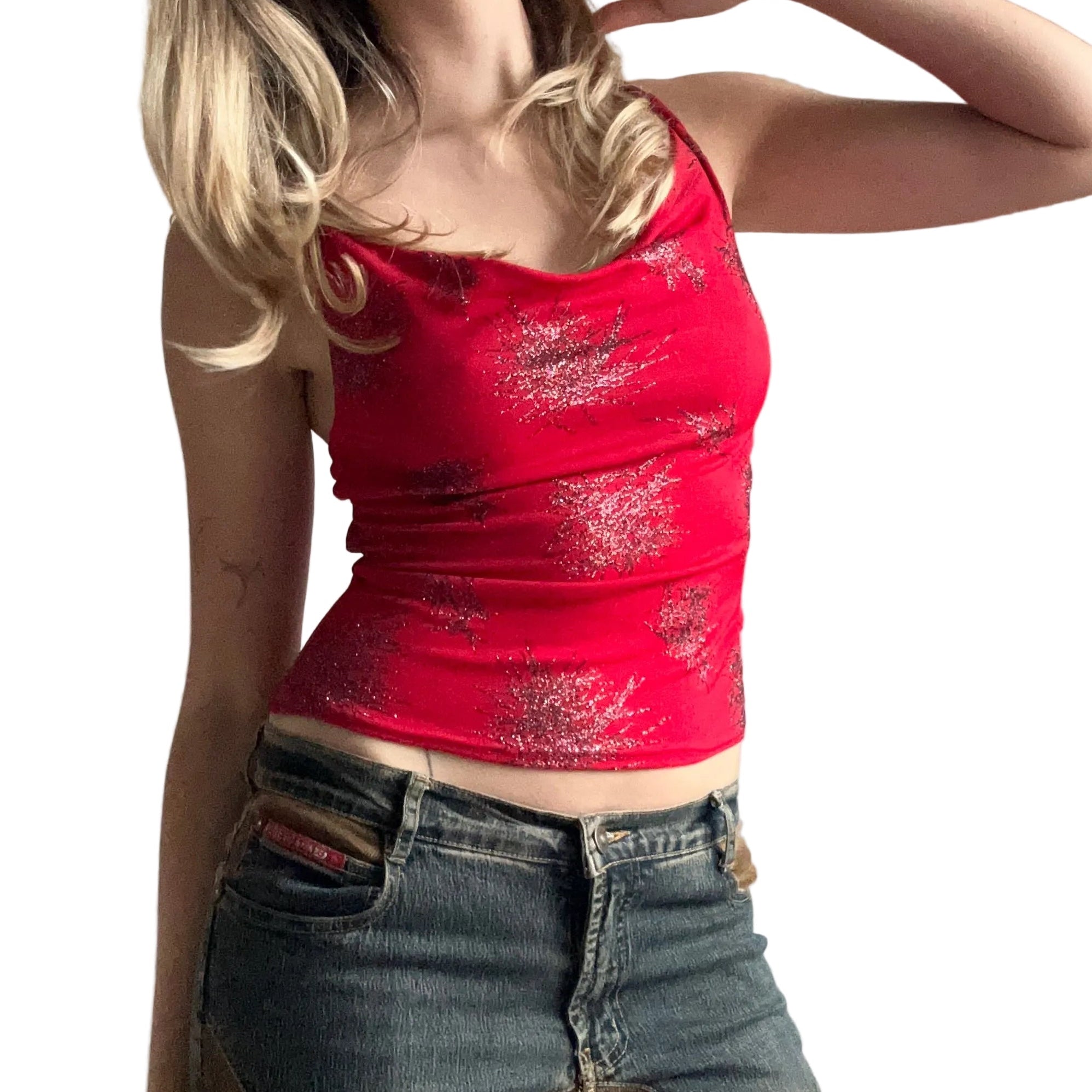 Red strappy top: small