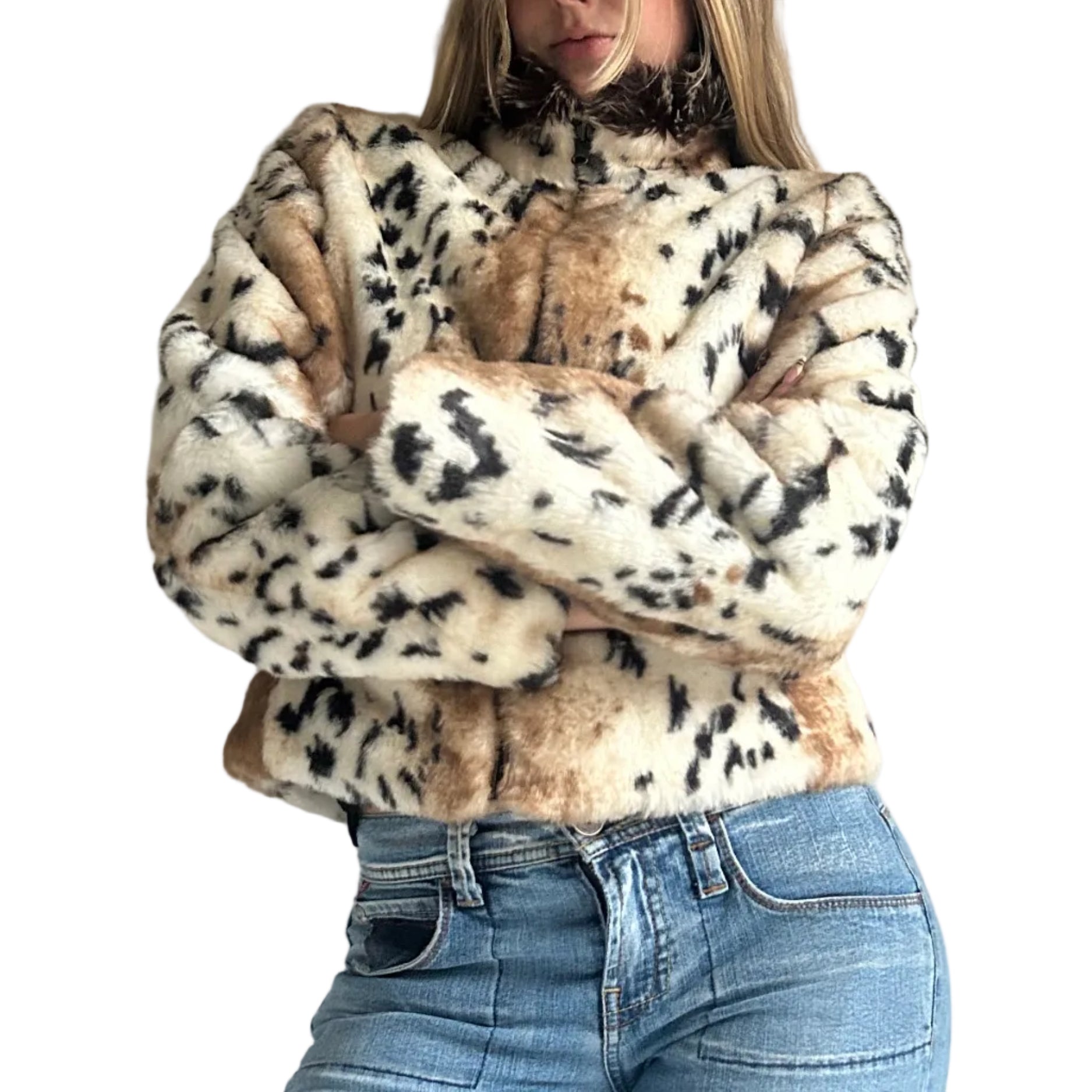 Reversible faux fur jacket- small/medium