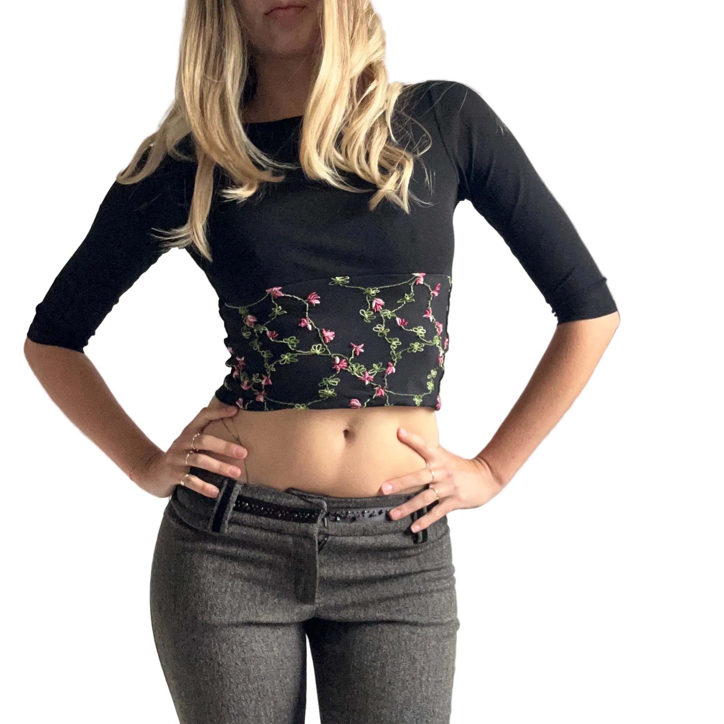 Morgan De Toi floral embroidered top: XS/S
