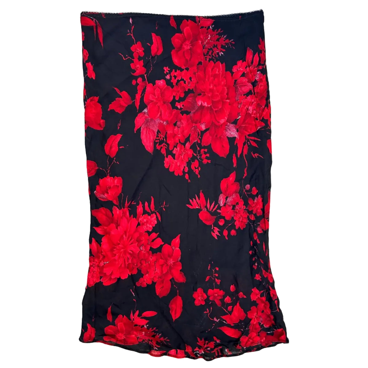 Red floral midi skirt S/M