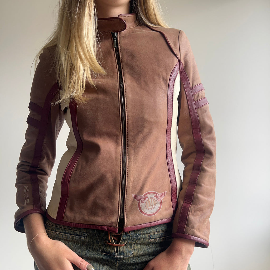 AMC motorcycle style leather jacket made in Italy S