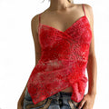 Red lace sparkly cami size small