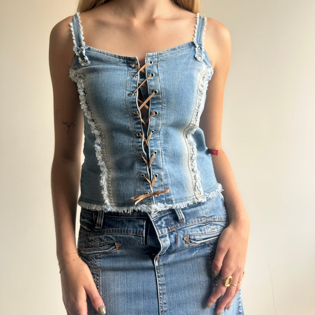 Denim tie up top M/L