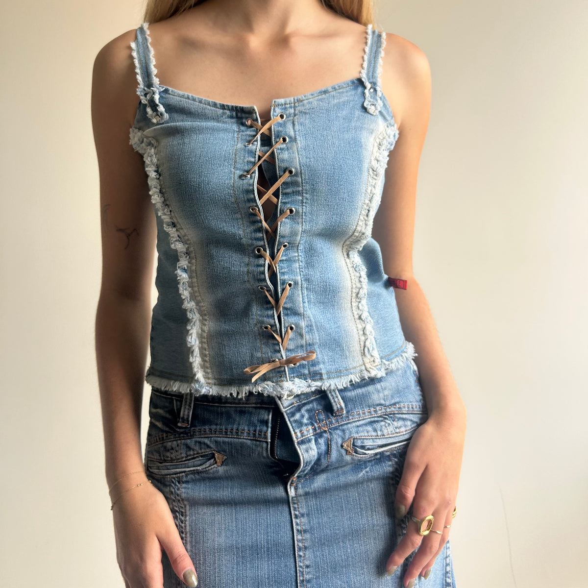 Denim tie up top M/L