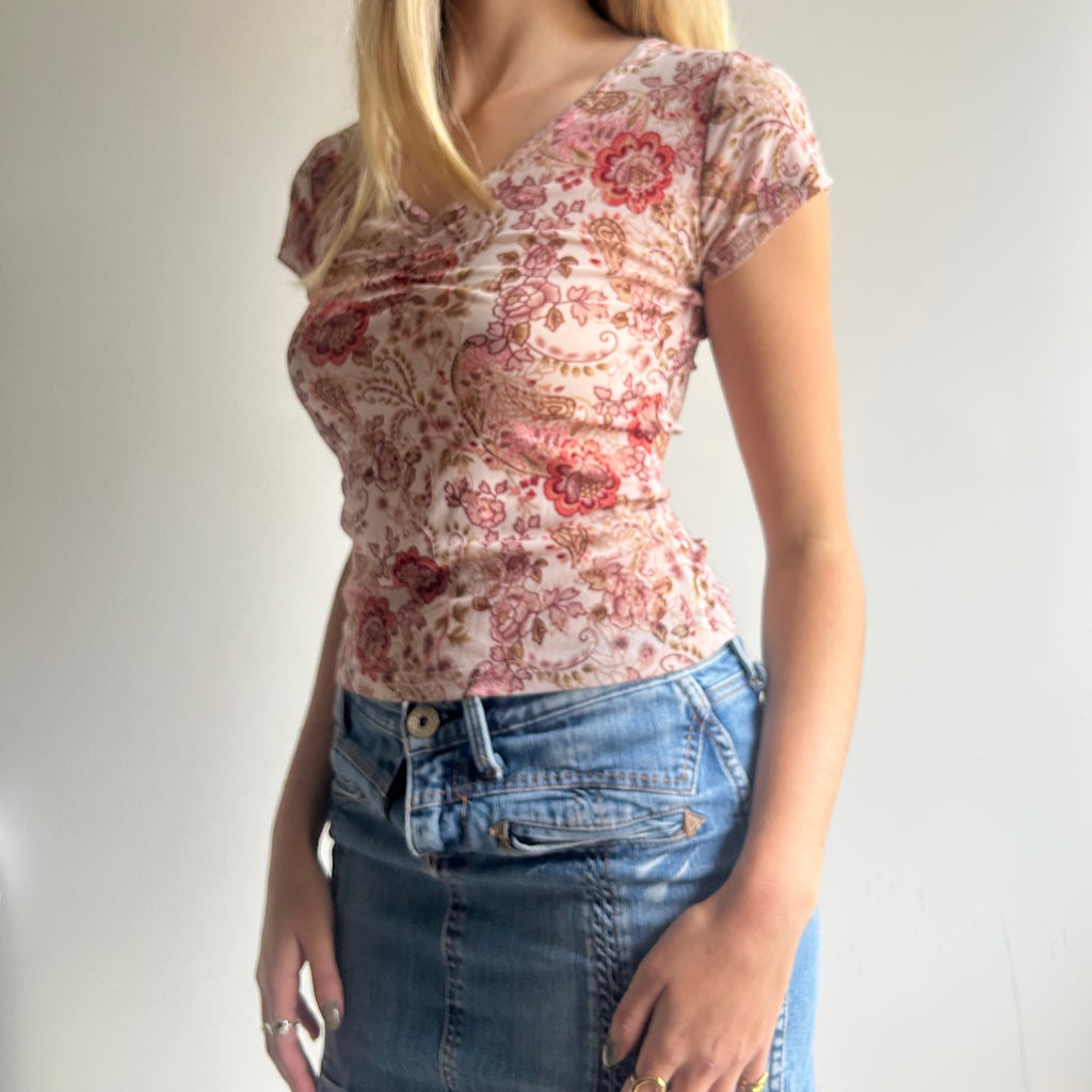 Floral mesh top M