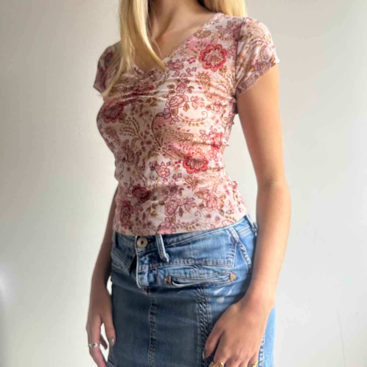 Floral mesh top M