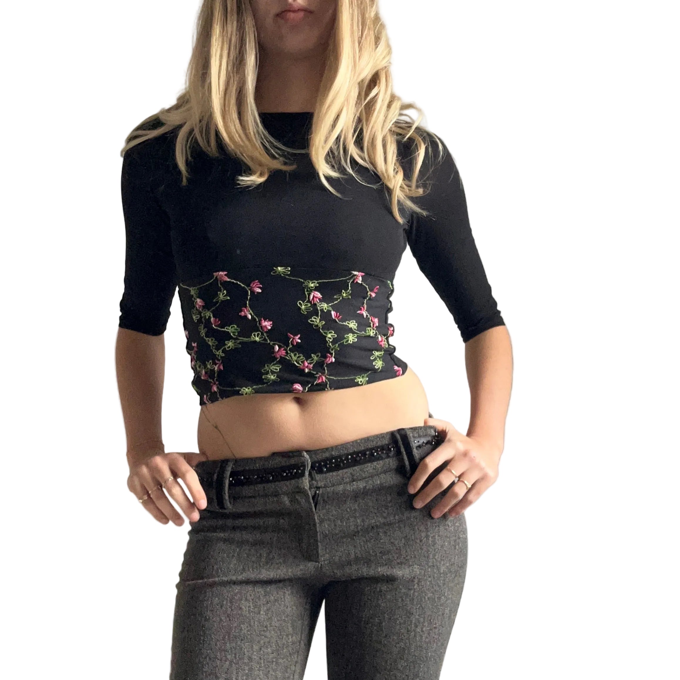 Morgan De Toi floral embroidered top: XS/S