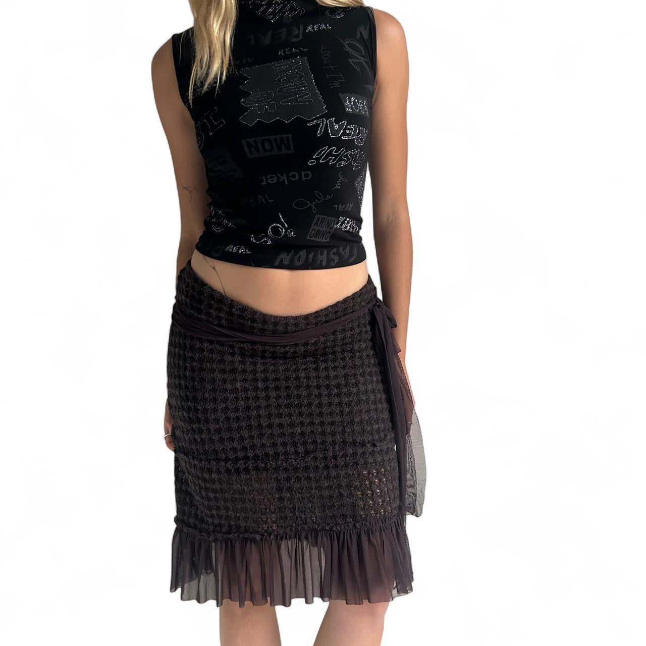 Brown layered midi skirt- medium/large