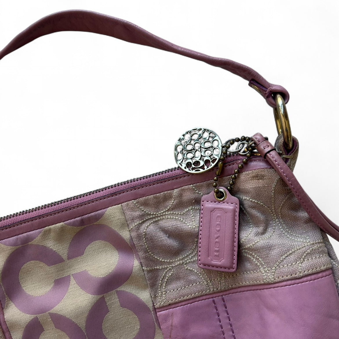 Coach pink patchwork hobo bag