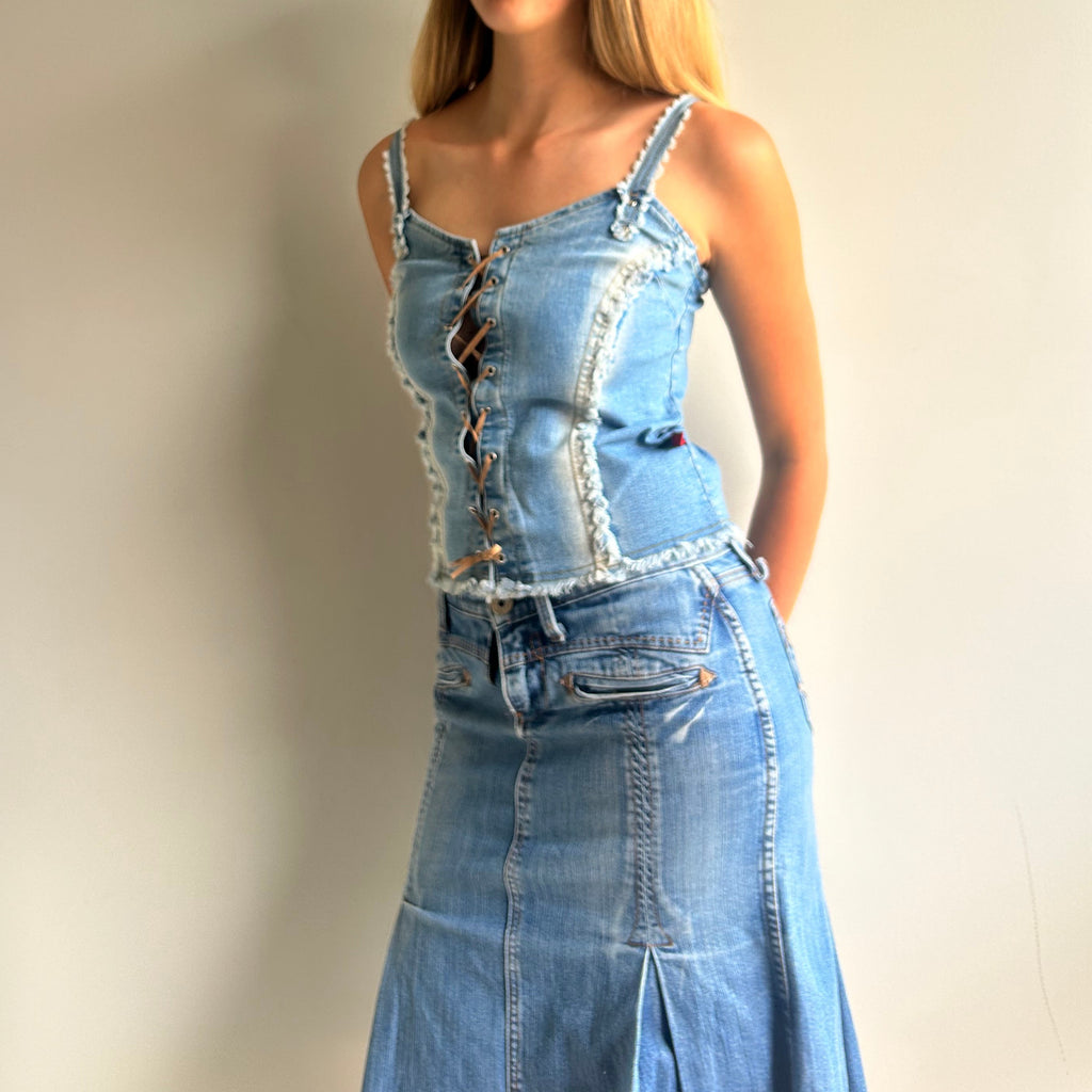 Denim tie up top M/L