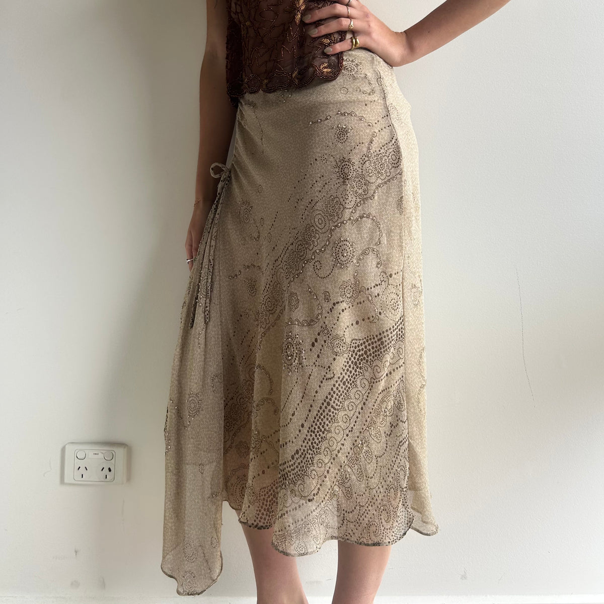 Beaded long skirt M
