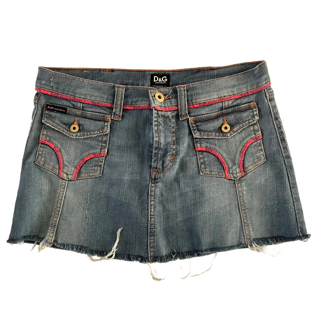 D&G distressed denim mini skirt S