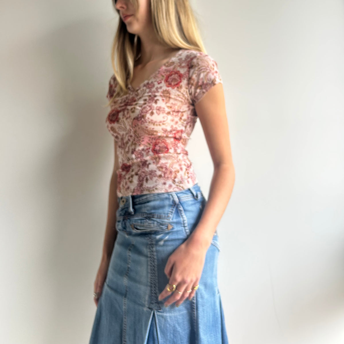 Floral mesh top M