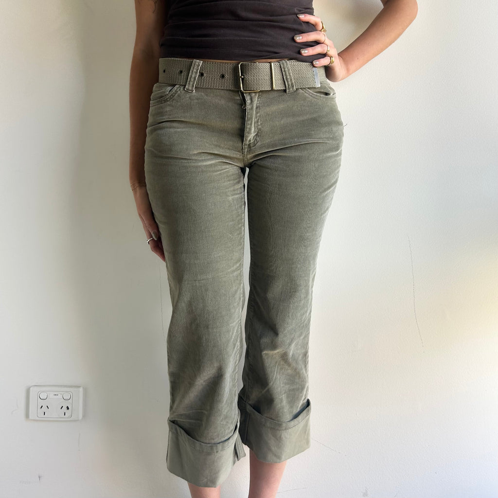 Corduroy green pants S