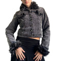 Fishbone corduroy faux fur jacket: S