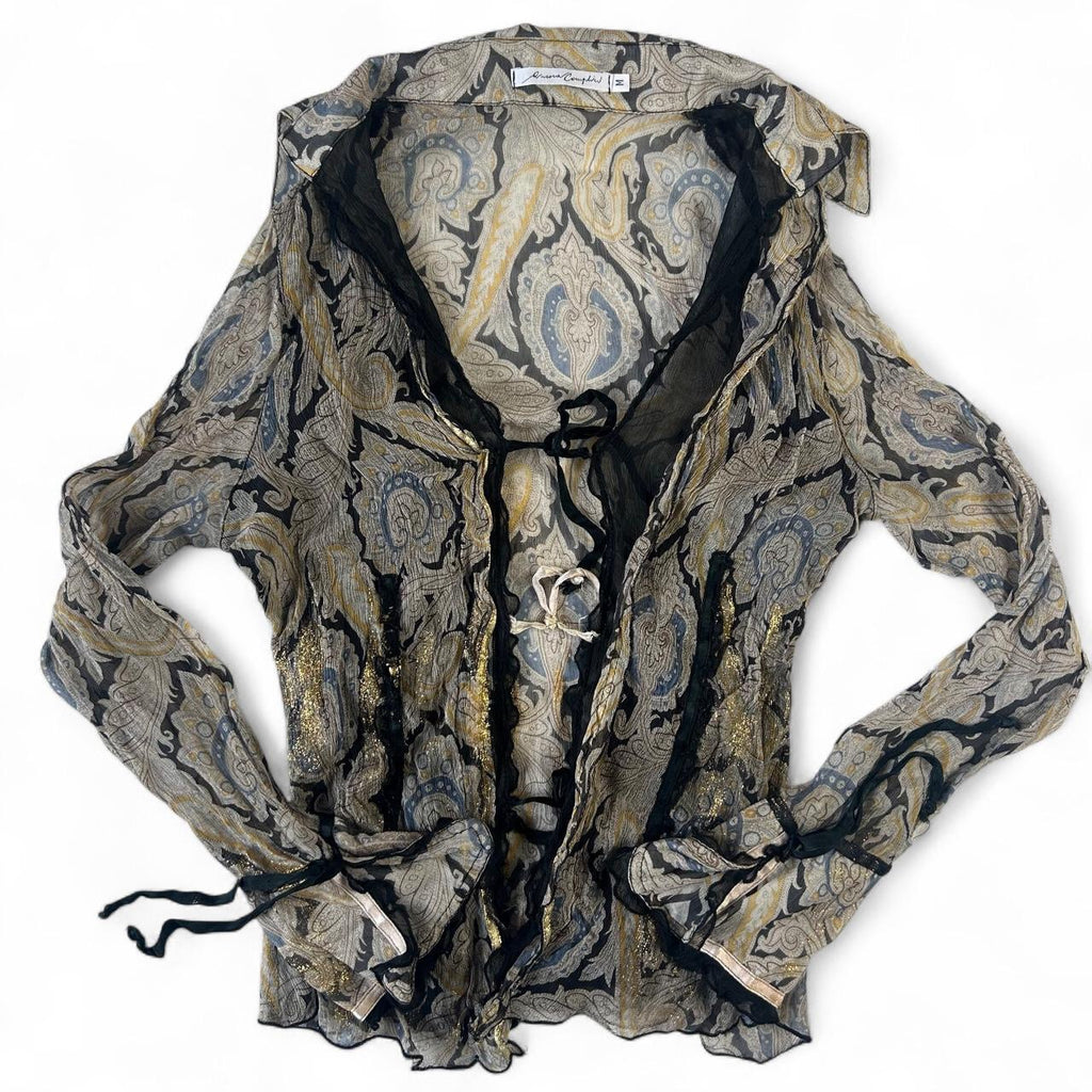 Gorgeous tie up sheer shirt- M