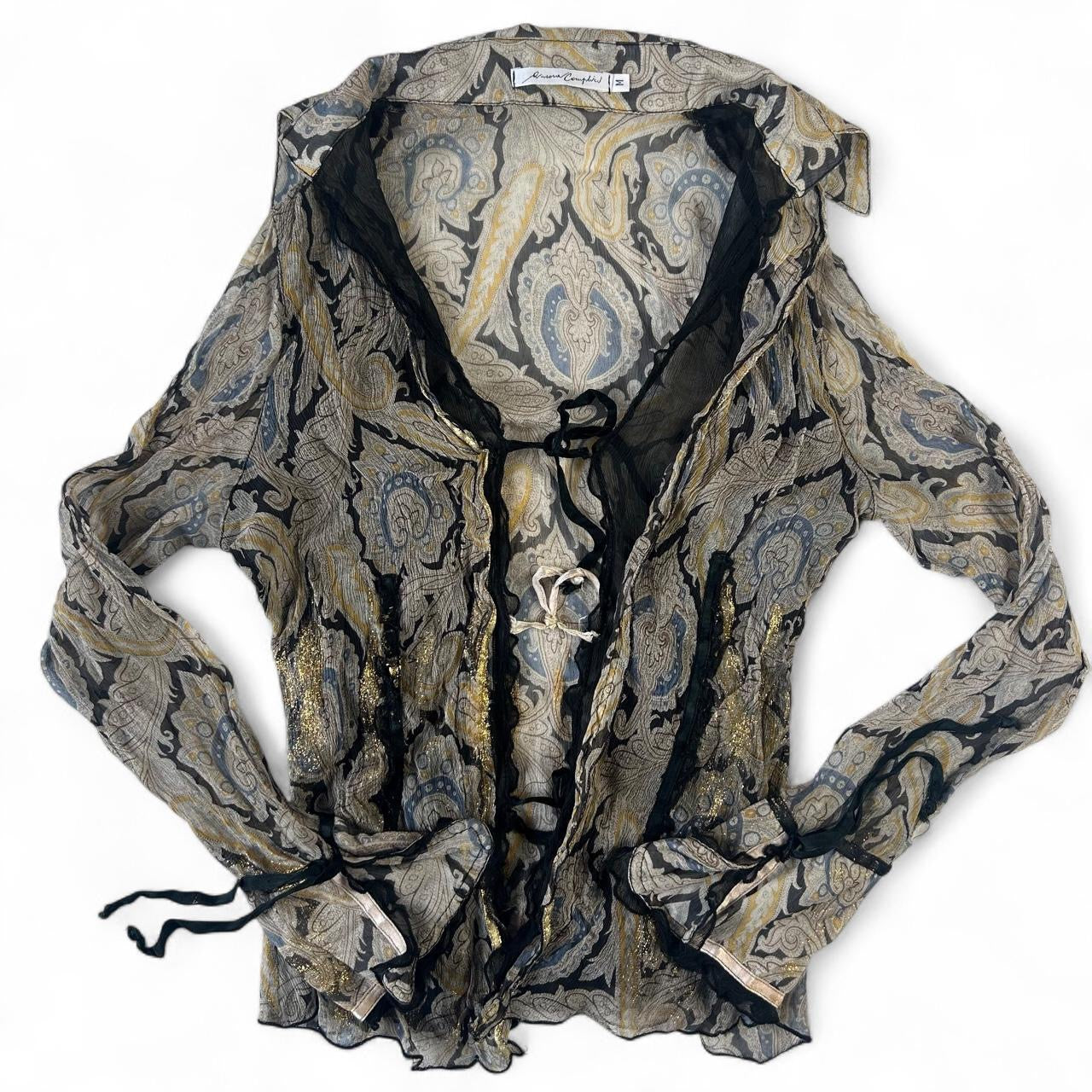 Gorgeous tie up sheer shirt- M